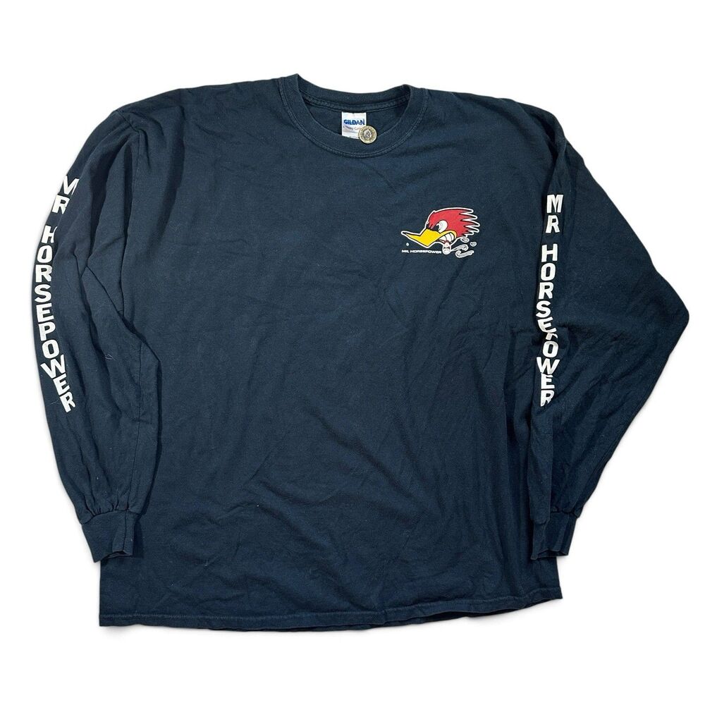 Vintage Clay Smith Cams Mr. Horsepower Woodpecker Long Sleeve 2XL Black Fade